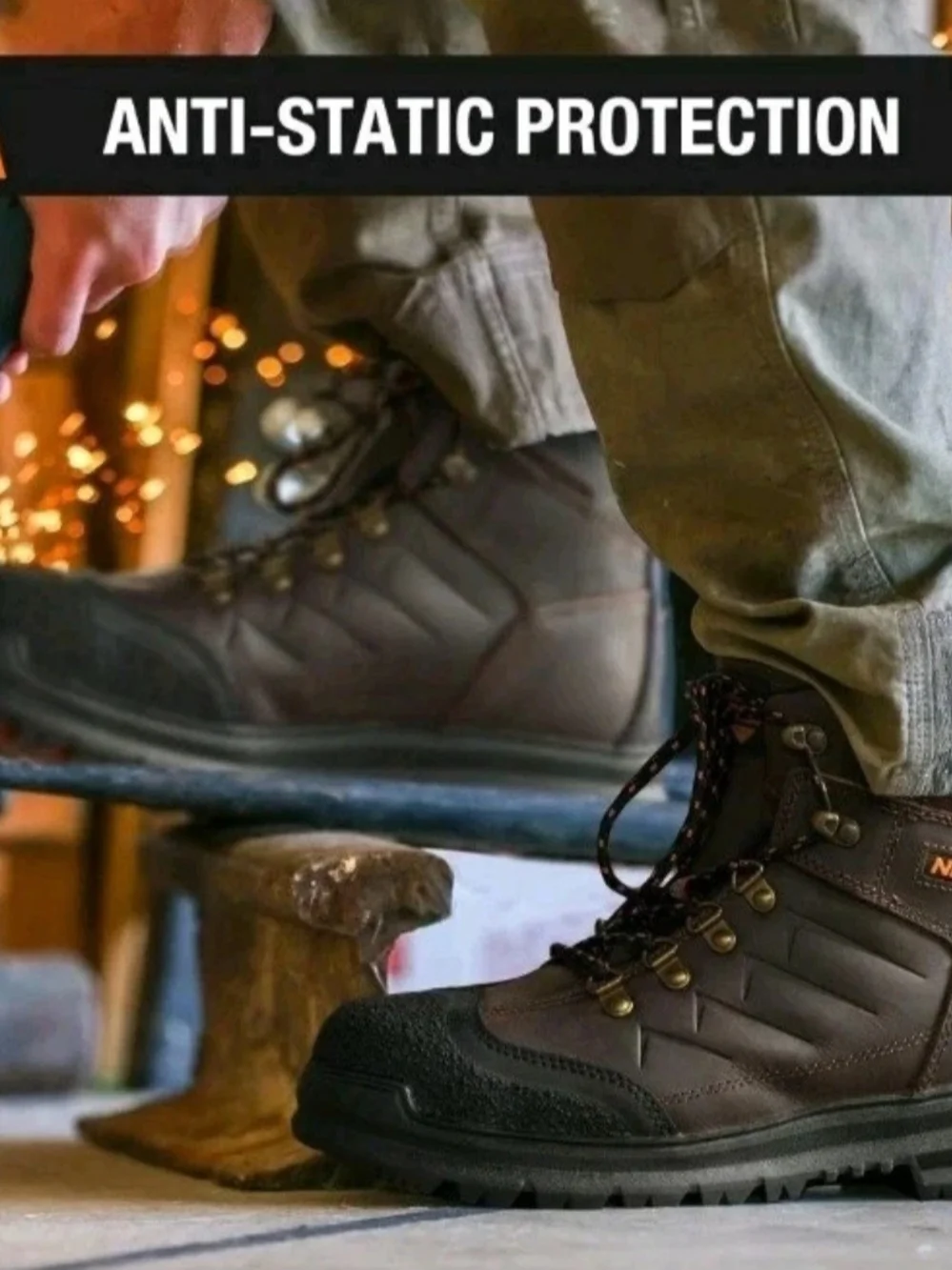 Ningo Men's Steel Toe Work Boots Leather IndustrialConstruction Safety Size 13us